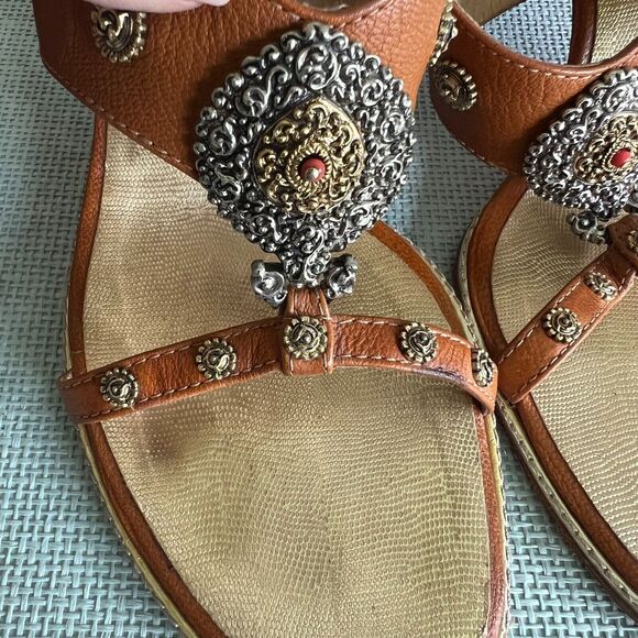 Giuseppe Zanotti Design Heeled Slides Sandals Brown Embellished Size 11 - Picture 2 of 6